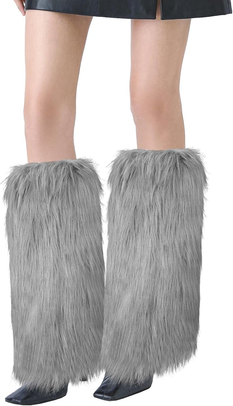XEPST Faux Fur Fuzzy Leg Warmers Furry Boot Covers for Women, Warm Fuzzy Boot Cuff Boot Sleeves Leg Warmers for Party Costume - Image 1
